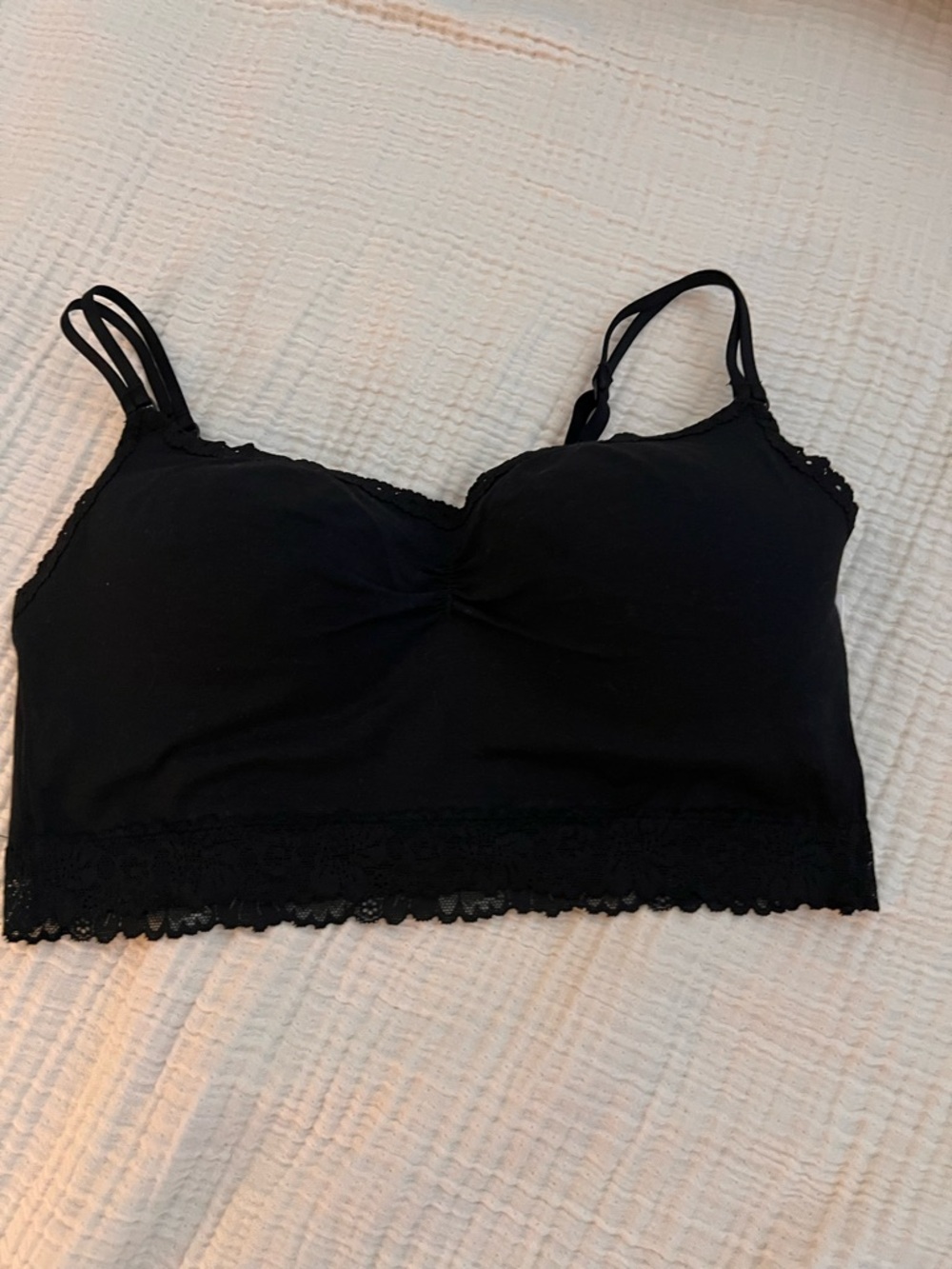 PINK Victoria's Secret Black Lace-Trim Bralette